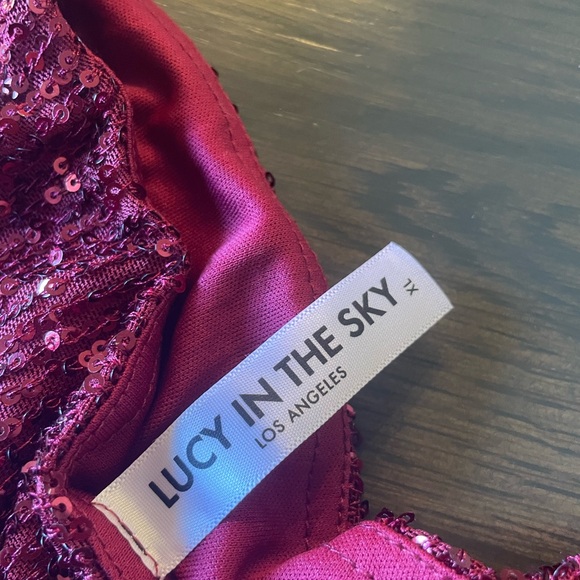 Elegant Burgundy Sequin Dress - Picture 2 of 3